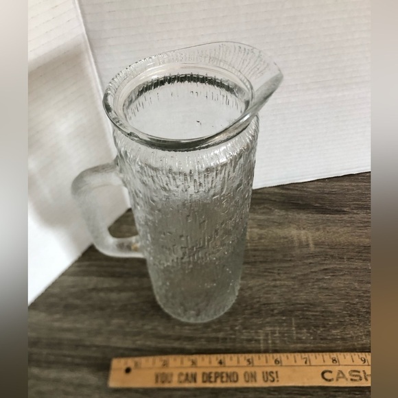 Vtg Bark Textured Glass Pitcher Rare - Picture 8 of 13